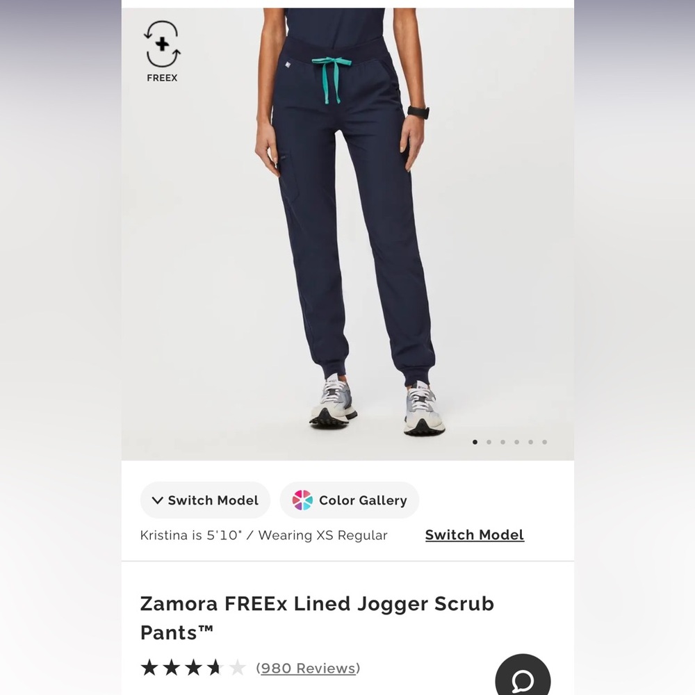 Figs Women's Navy Zamora Fleece Lined FREEx Jogger Scrub Pants XXL Tall